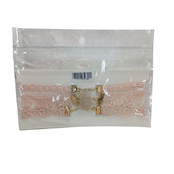 New A'gaci Women's Adjustable Length Pink Triple Pack Of Lace Choker Necklaces - Picture 3 of 3
